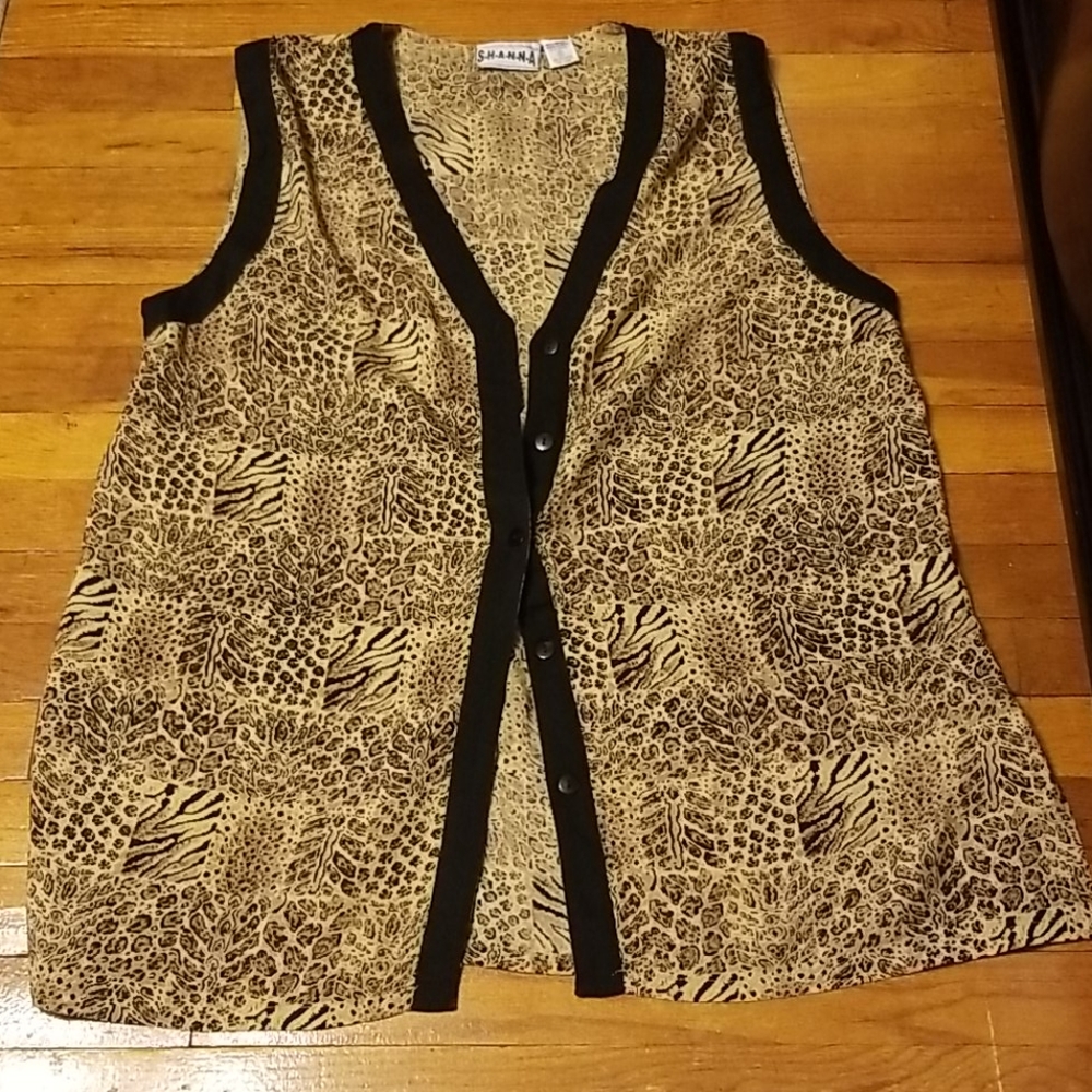Leopard Print Sleeveless Cardigan
